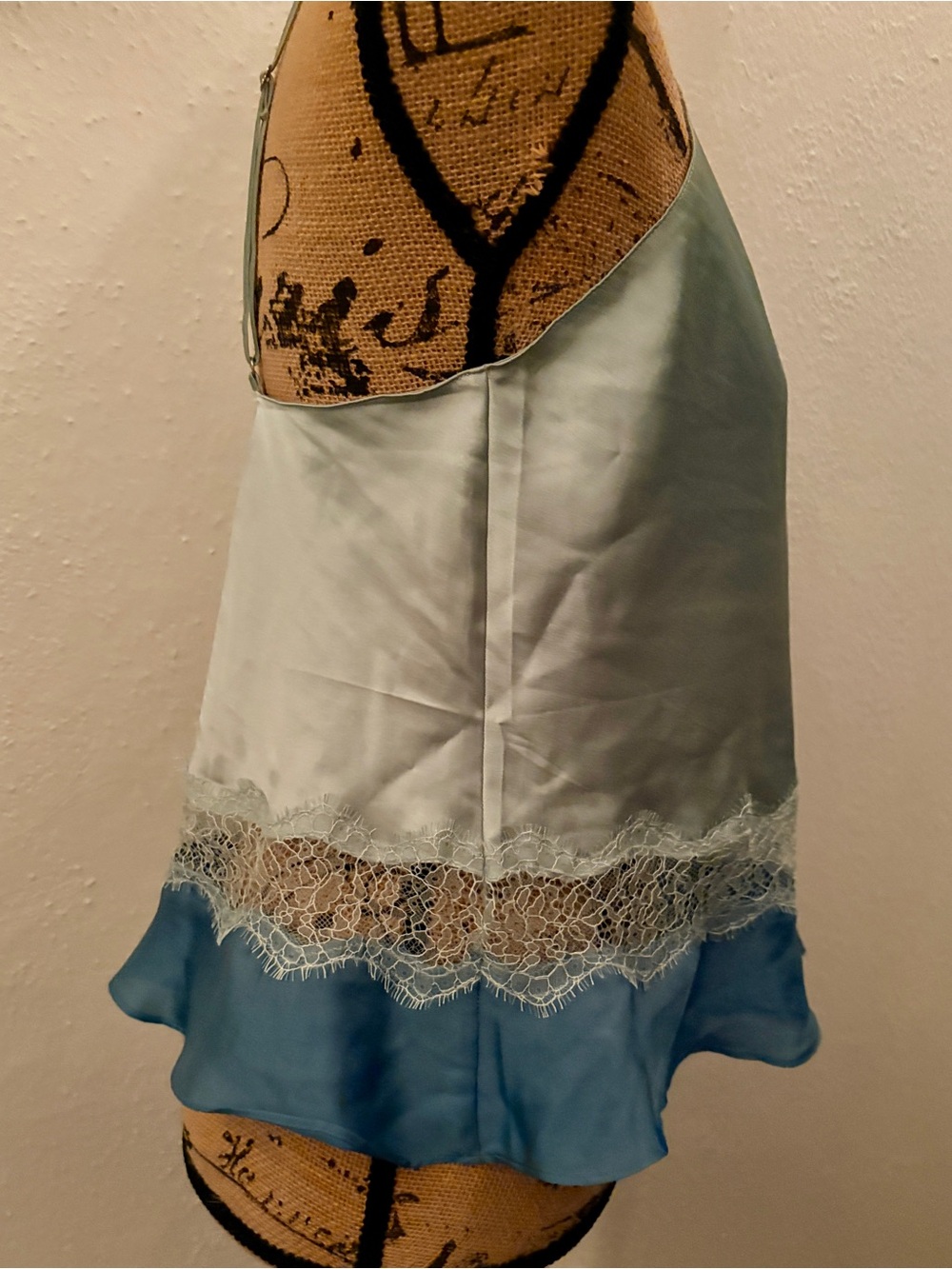 NWT Victoria's Secret Pastel Mint Green & Aqua Blue Colorblock Satin & Lace Cami - Picture 12 of 14